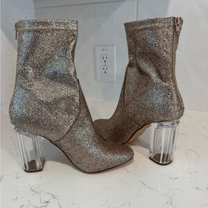 Gold Sparkle Ankle Boots